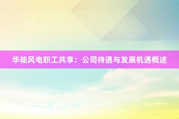 华能风电职工共享：公司待遇与发展机遇概述